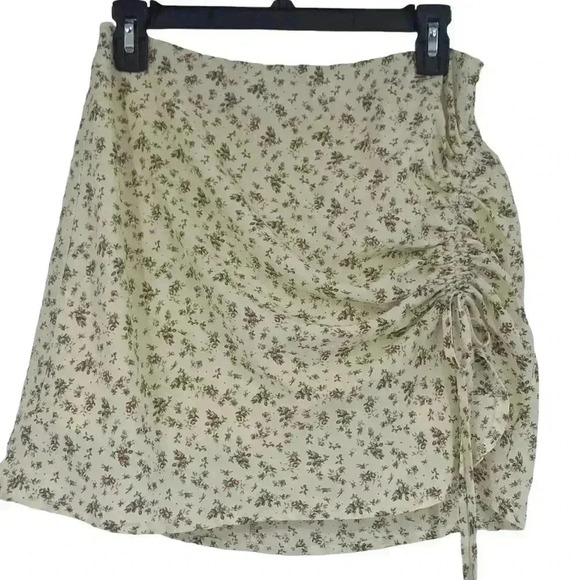 Y2K SKIRT WOMENS MEDIUM RUCHED 90s INSPIRED FLORAL MINI INVISIBLE ZIPPER COTTON - Picture 8 of 13